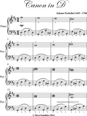 cover image of Canon in D Major Easy Elementary Piano Sheet Music